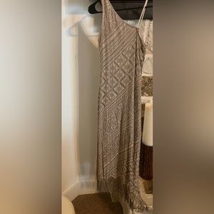 Fringe Hem One Shoulder Dress